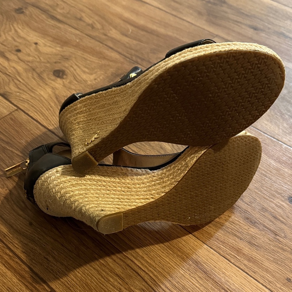 Michael Kors Black and Tan Wedge Sandals - Picture 3 of 3